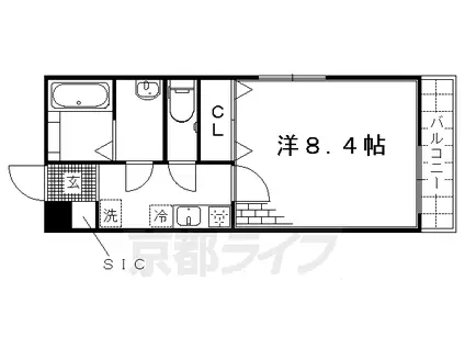 京阪電気鉄道京阪線 藤森駅 徒歩7分 3階建 築7年(1K/2階)の間取り写真