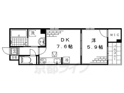 京阪電気鉄道宇治線 観月橋駅 徒歩7分 3階建 築8年(1DK/1階)の間取り写真
