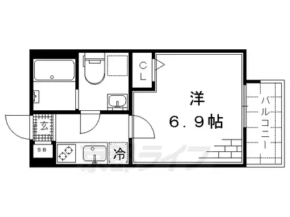 近鉄京都線 竹田駅(京都) 徒歩10分 3階建 築7年(1K/3階)の間取り写真