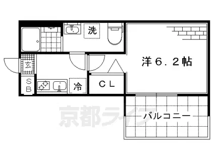 近鉄京都線 竹田駅(京都) 徒歩9分 3階建 築8年(1K/3階)の間取り写真