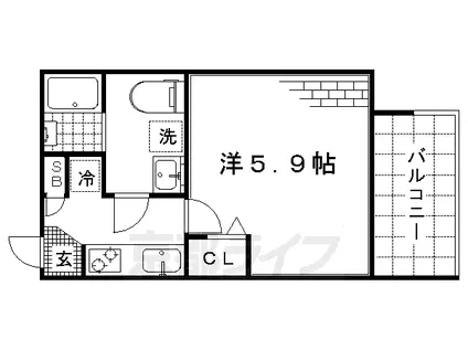 近鉄京都線 竹田駅(京都) 徒歩9分 3階建 築7年(1K/1階)の間取り写真