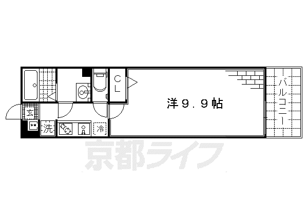 近鉄京都線 伏見駅(京都) 徒歩5分 3階建 築8年(1K/1階)の間取り写真