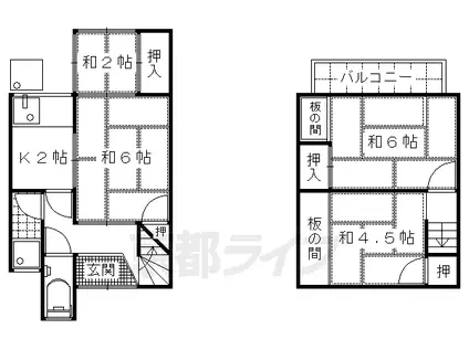 京阪電気鉄道宇治線 観月橋駅 徒歩13分 2階建 築56年(4K)の間取り写真