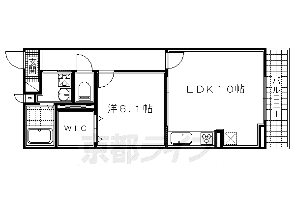 近鉄京都線 伏見駅(京都) 徒歩24分 3階建 築7年(1LDK/3階)の間取り写真