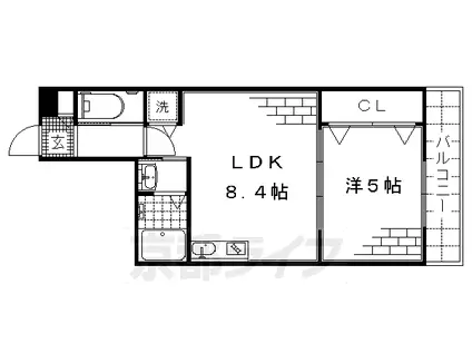 プリエ深草(1LDK/4階)の間取り写真