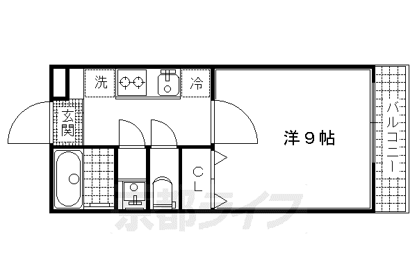 京阪電気鉄道京阪線 藤森駅 徒歩6分 3階建 築7年(1K/1階)の間取り写真