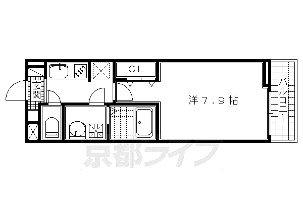 京阪電気鉄道京阪線 丹波橋駅 徒歩3分 2階建 築7年(1K/1階)の間取り写真