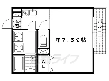 京阪電気鉄道京阪線 中書島駅 徒歩12分 3階建 築6年(1K/2階)の間取り写真