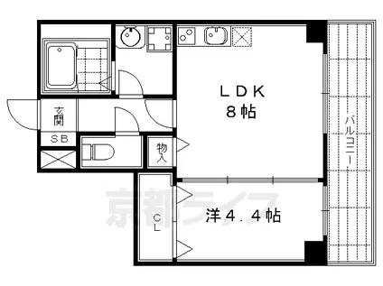 阪急電鉄京都線 京都河原町駅 徒歩3分 5階建 築12年(1LDK/4階)の間取り写真