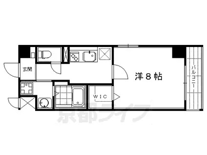 山陰本線 二条駅 徒歩2分 4階建 築11年(1K/3階)の間取り写真