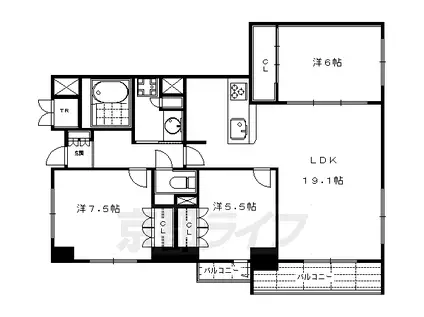 京都市烏丸線 烏丸御池駅 徒歩3分 11階建 築16年(3LDK/10階)の間取り写真