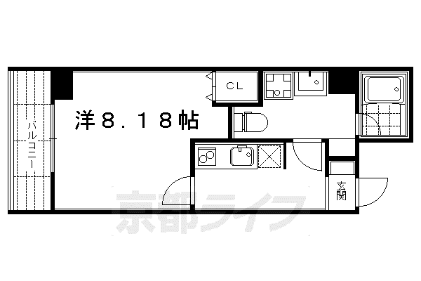 京都市東西線 二条城前駅 徒歩7分 5階建 築12年(1K/2階)の間取り写真