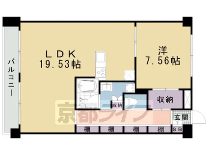 京都市東西線 東山駅(京都) 徒歩7分 5階建 築12年(1LDK/4階)の間取り写真