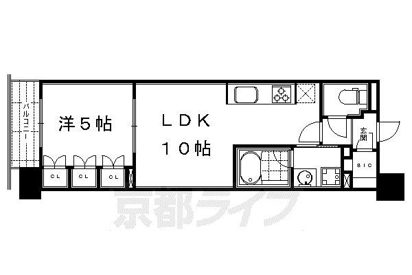 ザ・京都レジデンス四条河原町(1LDK/7階)の間取り写真
