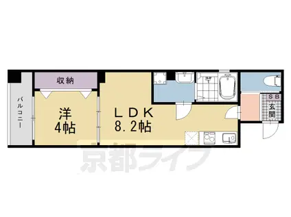 アイカーサ麩屋町(1LDK/3階)の間取り写真