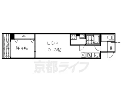 アイカーサ麩屋町(1LDK/2階)の間取り写真