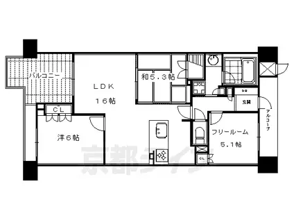 阪急電鉄京都線 京都河原町駅 徒歩4分 11階建 築11年(2SLDK/4階)の間取り写真