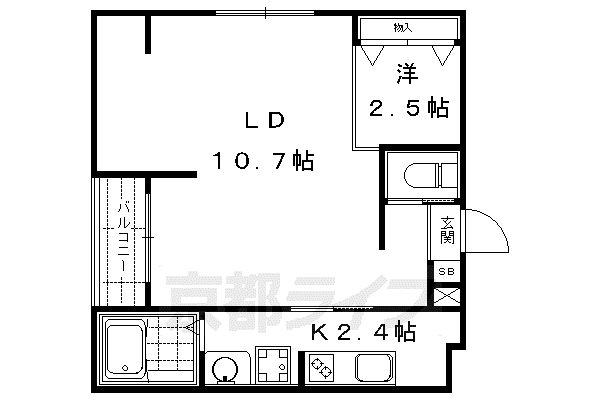 阪急電鉄京都線 京都河原町駅 徒歩6分 5階建 築11年(1LDK/2階)の間取り写真