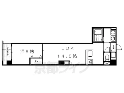 京都市烏丸線 烏丸御池駅 徒歩4分 5階建 築10年(1LDK/3階)の間取り写真