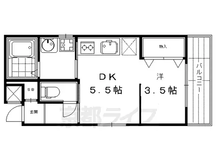 京都市烏丸線 丸太町駅(京都市営) 徒歩5分 3階建 築10年(1DK/3階)の間取り写真