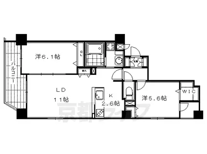京都市東西線 二条城前駅 徒歩6分 10階建 築10年(2LDK/4階)の間取り写真