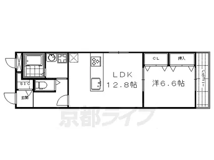 京都市東西線 二条城前駅 徒歩6分 3階建 築10年(1LDK/1階)の間取り写真