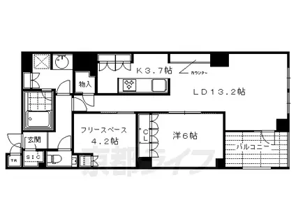 京都市東西線 京都市役所前駅 徒歩5分 10階建 築10年(1SLDK/9階)の間取り写真