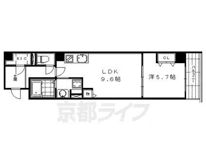 京阪電気鉄道京阪線 三条駅(京都) 徒歩5分 5階建 築10年(1LDK/1階)の間取り写真