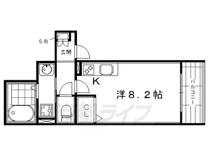 京都市東西線 東山駅(京都) 徒歩3分 3階建 築10年(ワンルーム/2階)の間取り写真