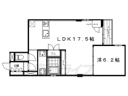 京都市東西線 京都市役所前駅 徒歩6分 6階建 築10年(1LDK/4階)の間取り写真