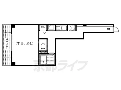 阪急電鉄京都線 大宮駅(京都) 徒歩5分 5階建 築10年(1K/2階)の間取り写真