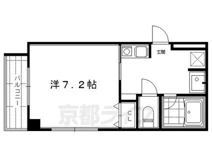 阪急電鉄京都線 大宮駅(京都) 徒歩5分 5階建 築10年(1K/1階)の間取り写真