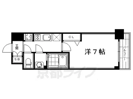 京都市烏丸線 五条駅(京都市営) 徒歩8分 5階建 築10年(1K/3階)の間取り写真