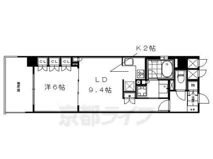 京都市烏丸線 四条駅(京都市営) 徒歩3分 5階建 築10年(1LDK/1階)の間取り写真