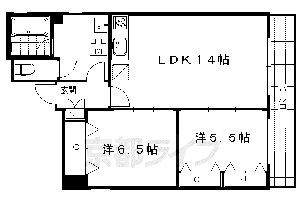 阪急電鉄京都線 大宮駅(京都) 徒歩5分 5階建 築10年(2LDK/2階)の間取り写真
