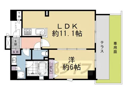 京都市東西線 烏丸御池駅 徒歩5分 5階建 築10年(1LDK/1階)の間取り写真