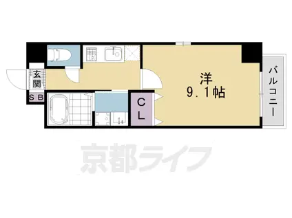 阪急電鉄京都線 大宮駅(京都) 徒歩7分 6階建 築8年(1K/2階)の間取り写真