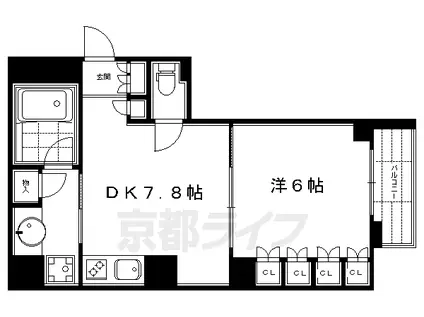 イーグルコート烏丸御池 ルミエ(1DK/11階)の間取り写真