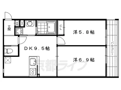 京都市烏丸線 丸太町駅(京都市営) 徒歩3分 3階建 築8年(2LDK/2階)の間取り写真