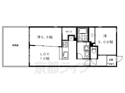 京都市東西線 二条城前駅 徒歩8分 5階建 築7年(2LDK/1階)の間取り写真