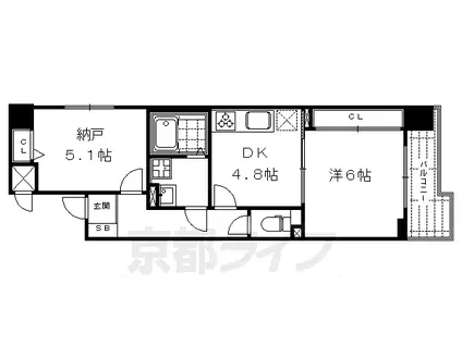 CALM高倉通(1SDK/4階)の間取り写真