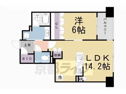 京都市東西線 二条城前駅 徒歩4分 11階建 築7年(1LDK/2階)の間取り写真