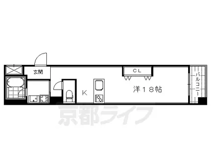 京阪電気鉄道京阪線 清水五条駅 徒歩8分 3階建 築7年(ワンルーム/3階)の間取り写真