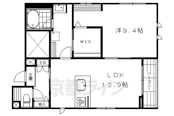 京都市烏丸線 丸太町駅(京都市営) 徒歩2分 3階建 築7年(1LDK/2階)の間取り写真