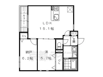 京都市烏丸線 四条駅(京都市営) 徒歩7分 4階建 築5年(1SLDK/2階)の間取り写真