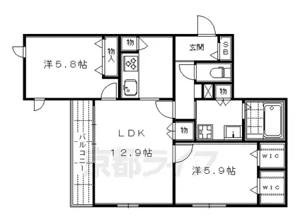 山陰本線 太秦駅(ＪＲ) 徒歩8分 3階建 築6年(2LDK/2階)の間取り写真