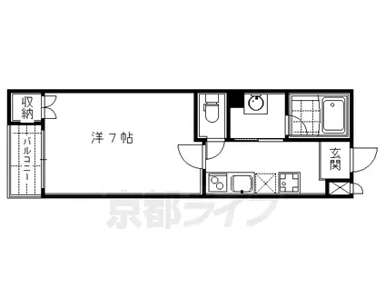 京都市東西線 二条城前駅 徒歩4分 4階建 築9年(1K/3階)の間取り写真