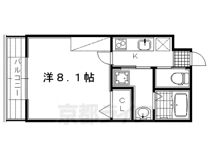 MESA VERDE 御薗橋 A棟(1K/3階)の間取り写真