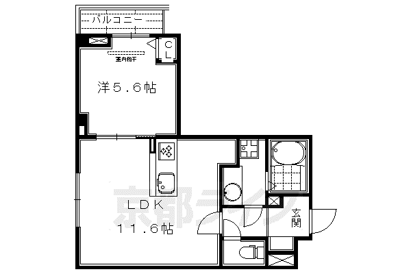 京都市烏丸線 五条駅(京都市営) 徒歩6分 5階建 築6年(1LDK/5階)の間取り写真
