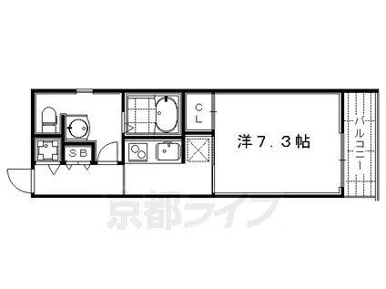 京都市烏丸線 五条駅(京都市営) 徒歩8分 5階建 築6年(1K/4階)の間取り写真